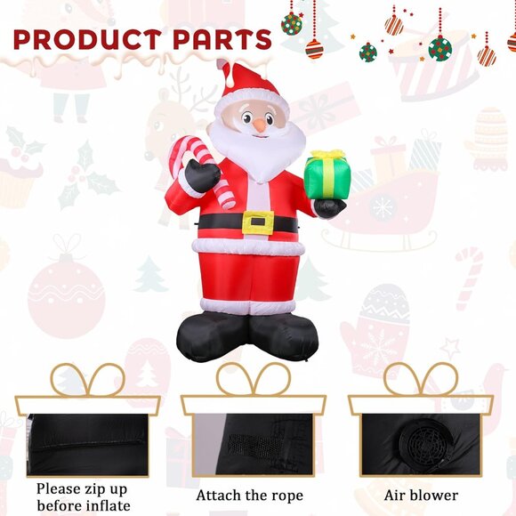 ⚡10FT Christmas Inflatables Giant Santa Claus with Candy Cane Outdoor Decoration - Picture 4 of 7